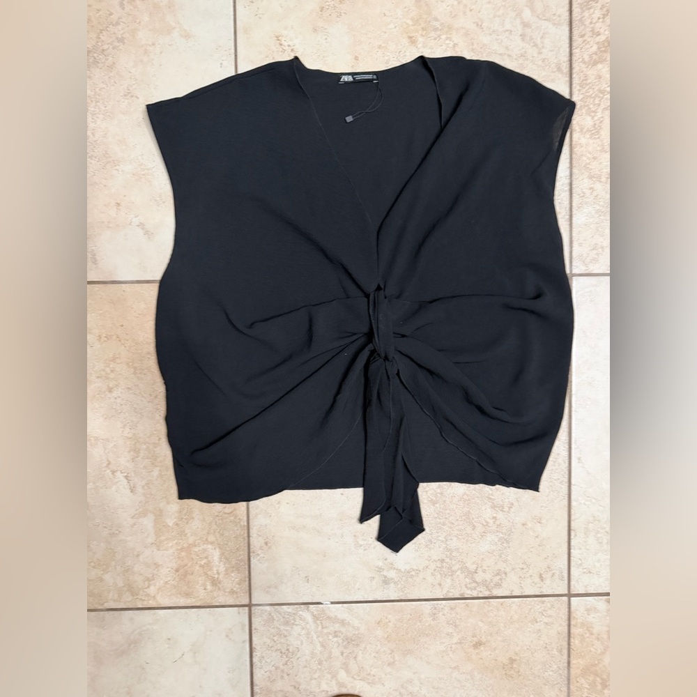 Zara - Black Tie-Front Women’s Top